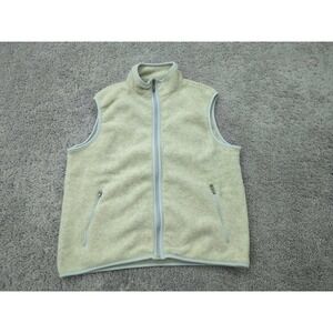 Vintage Eddie Bauer Sweater Vest Mens L Ivory Full Zip Fleece Polartec Outdoor